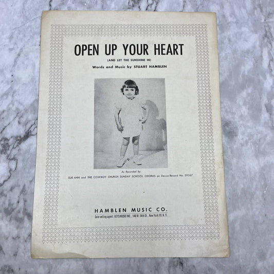 Open Up Your Heart VTG 1953 Sheet Music Sue Ann Stuart Hamblen TI1