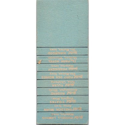 Tangney-McGinn Hotels Advertising Matchbook Cover SA9-M6