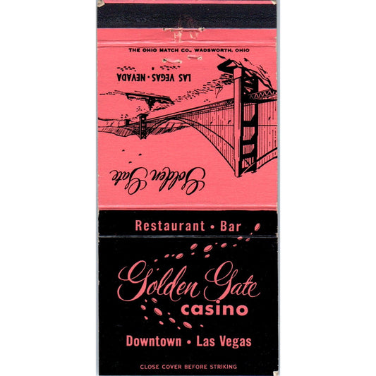 Golden Gate Casino Downtown Las Vegas NV Advertising Matchbook Cover MM11-8