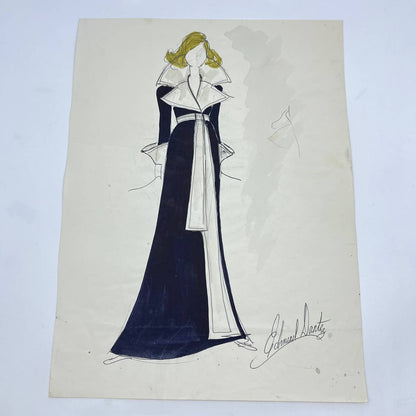 1960s Original Fashion Overcoat Illustration By Edmund Dantez 10x14” FL1