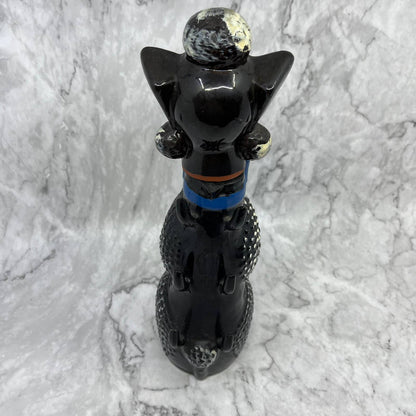 Vintage MCM Redware Black Poodle Drink Liquor Decanter Kitsch Barware 11.5" TI9