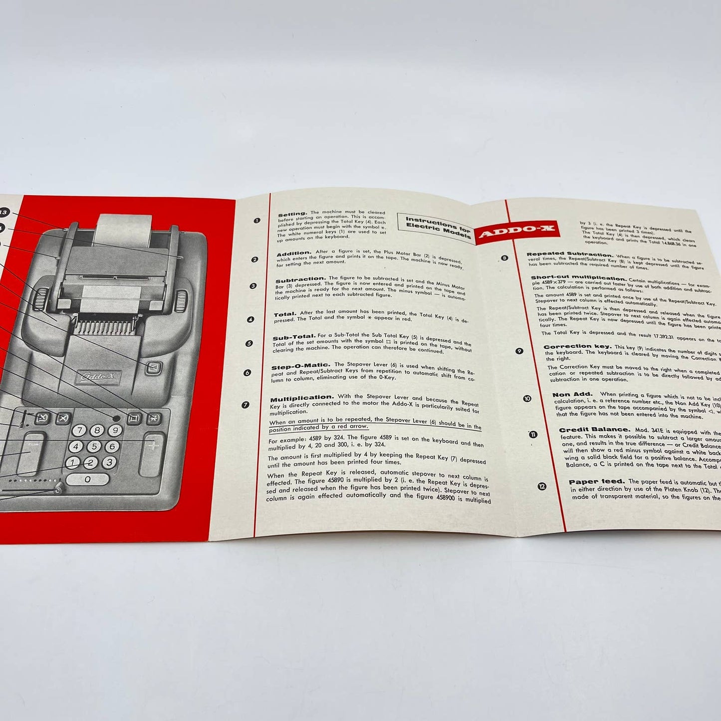 Vintage Addo-X Adding Machine Instruction Manual Malmö Sweden D8