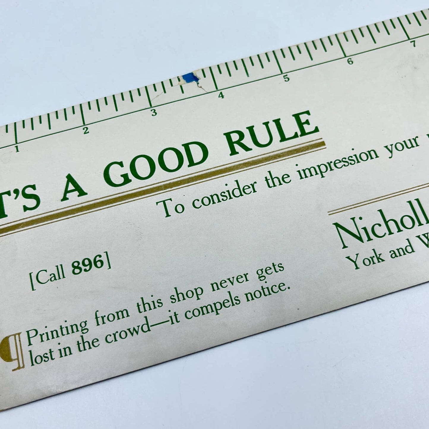 1920s-30s Blotter Card Ruler Nicholls Printing Co. Helena Arkansas SC9