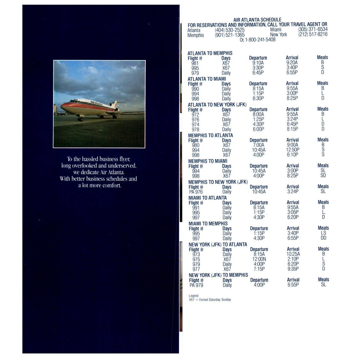 1984 Air Atlanta Business Airline Timetable SE4