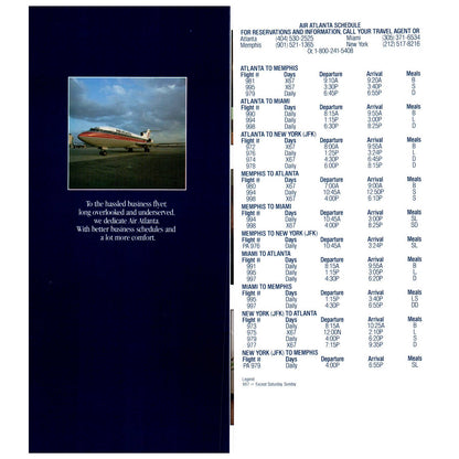 1984 Air Atlanta Business Airline Timetable SE4