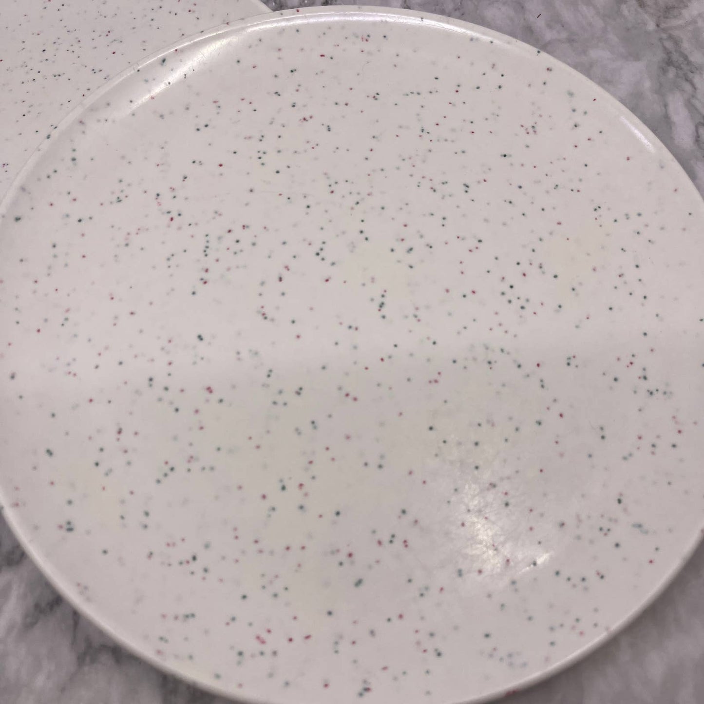 MCM Imperial Ware Speckled Confetti White Dinner Plate Set Melmac Malamine TA3