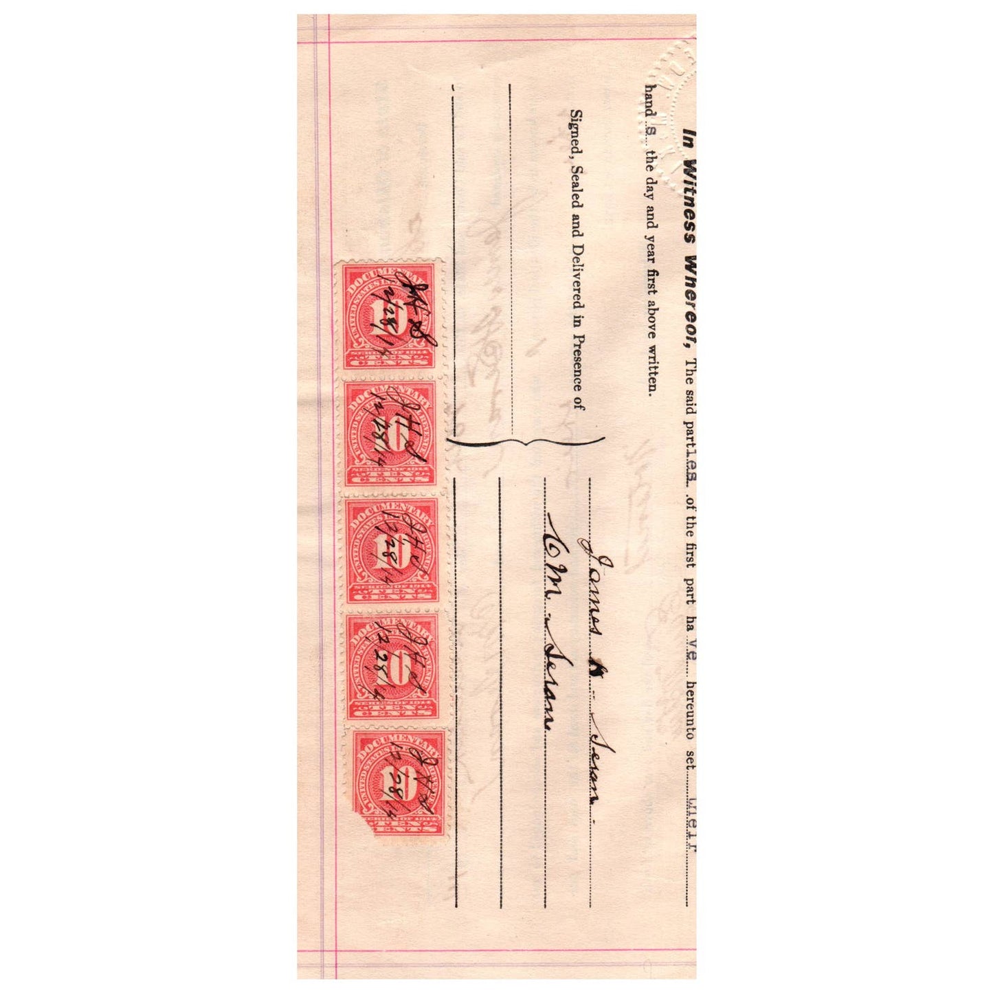 1914 Quit Claim Deed Indenture Okfuskee County Oklahoma James H. Seran SE4