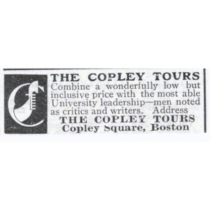 The Copley Tours Copley Square Boston - 1903 Original Ad TJ8-7-8