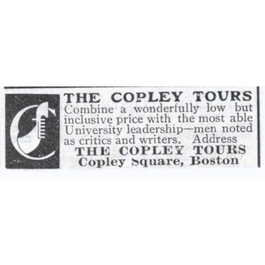 The Copley Tours Copley Square Boston - 1903 Original Ad TJ8-7-8