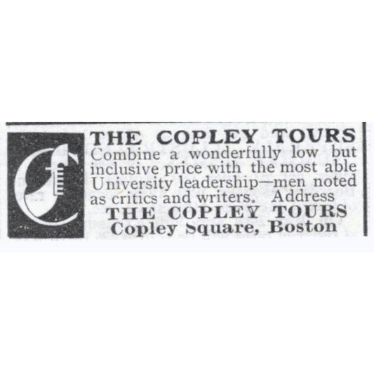 The Copley Tours Copley Square Boston - 1903 Original Ad AK5-S33