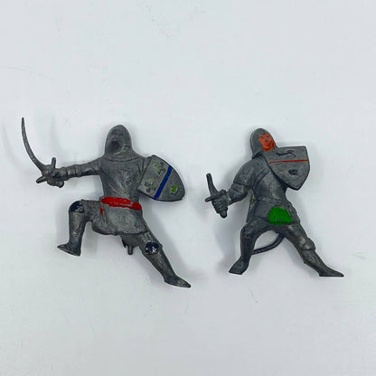 Vintage Set of 2 Lead Cast Metal Toy British Knights 2” SC3