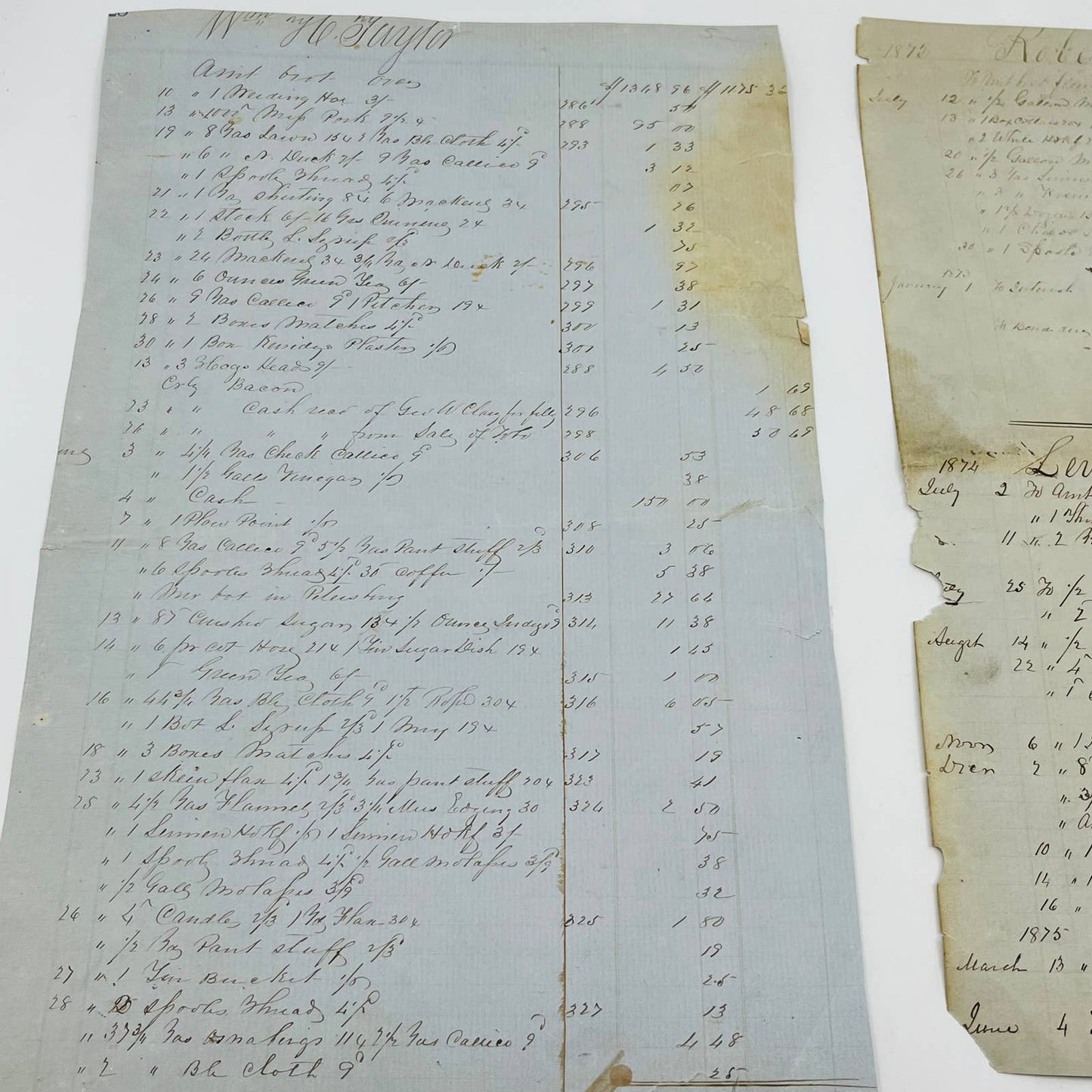 RARE 1870s Set 2 General Store Customer Purchase Credit Records Handwritten FL1