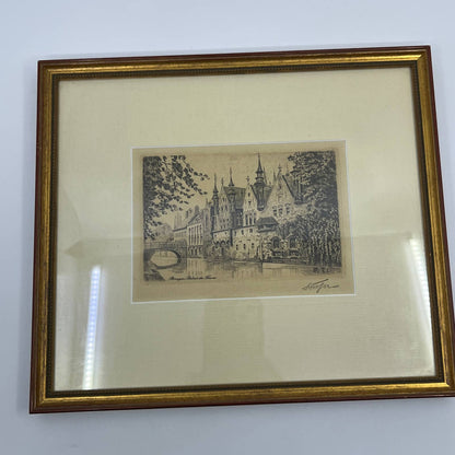 Framed Print Sketch Facade of Palais du Franc, Brugse Vrije, Bruges, Belgium TG6