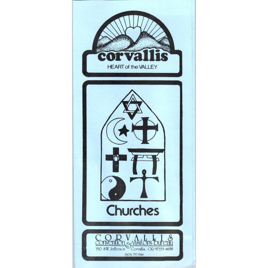 Vintage 1983 Corvallis OR Directory of Churches Fold Out Travel Brochure AD7