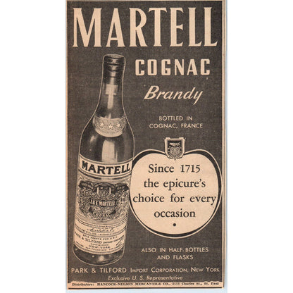 1935 Minneapolis Journal Newspaper Ad Martell Cognac Brandy Park & Tilford FL5-3