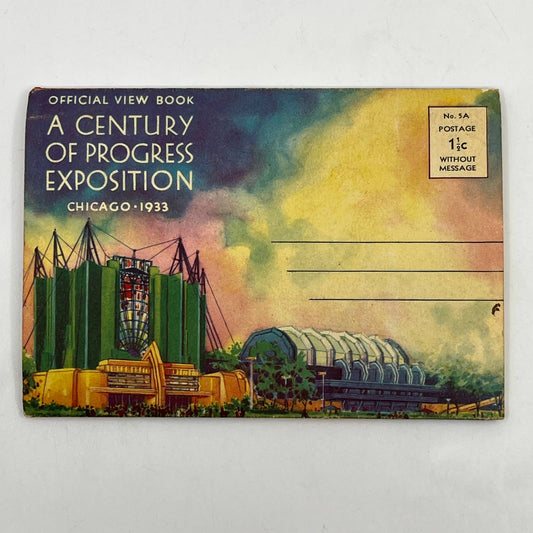 1933 Chicago World's Fair Fold Out Postcard Book Souvenir Century Progress TC1