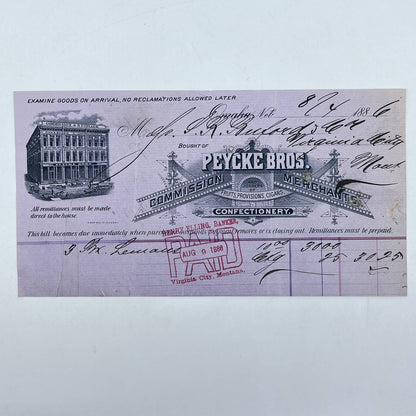 1886 Peycke Bros. Commission Merchants Letterhead Omaha NE AB5