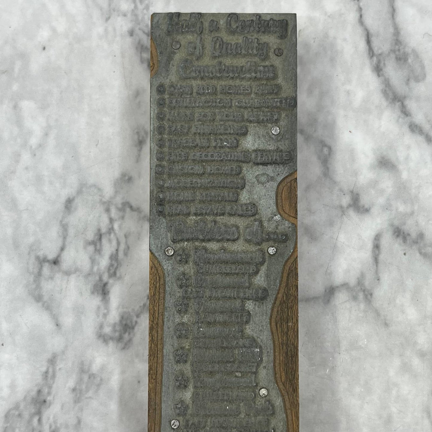 Vintage Printing Printers Block Plate East Providence Construction Builders TJ52