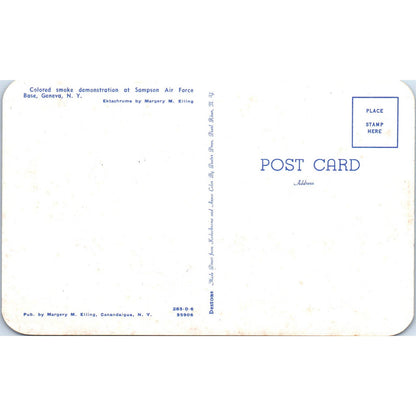 Colored Smoke Demonstration Sampson Air Force Base Geneva NY - Postcard TJ7-RP1