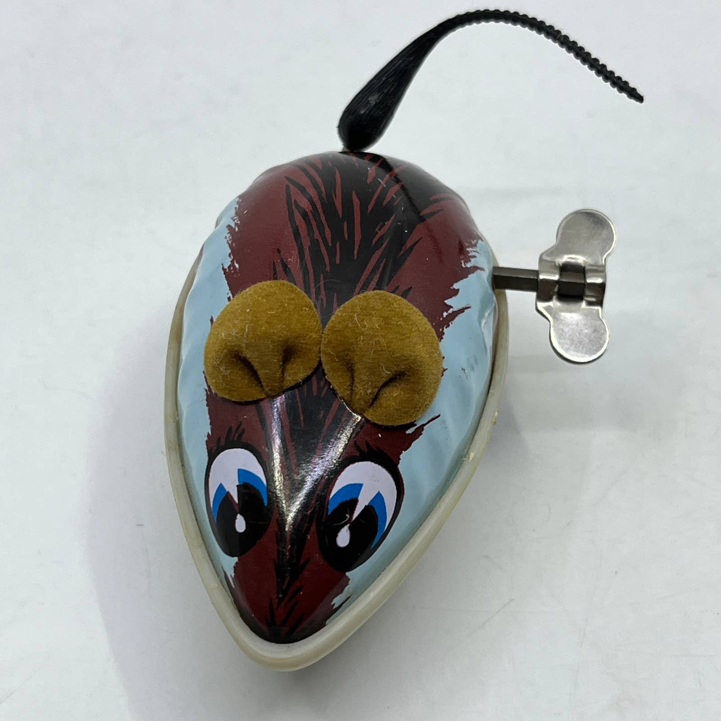 Vintage Tin Litho Toy Mouse Wind Up Toy WORKS 3” SE3