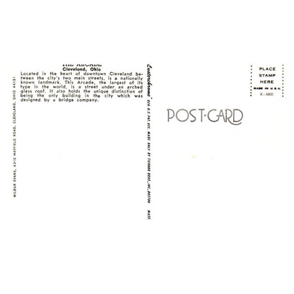 Vintage Postcard - The Arcade, Interior View - Cleveland Ohio AD9