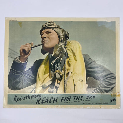 1956 Reach for the Sky Kenneth Moore 11x14 British Lobby Card 1 FL4