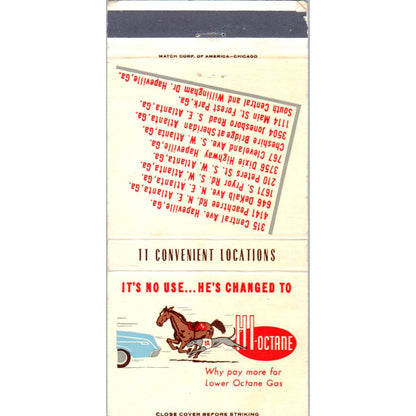 Hi-Octane Gas Horse Greyhound Racing Advertising Matchbook Cover SA1-M6