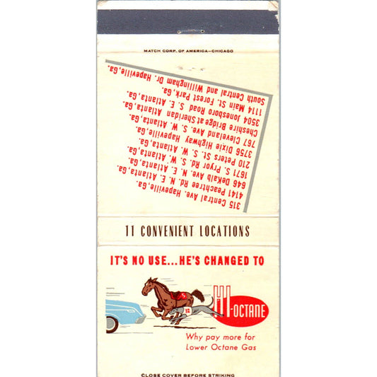 Hi-Octane Gas Horse Greyhound Racing Advertising Matchbook Cover SA1-M6