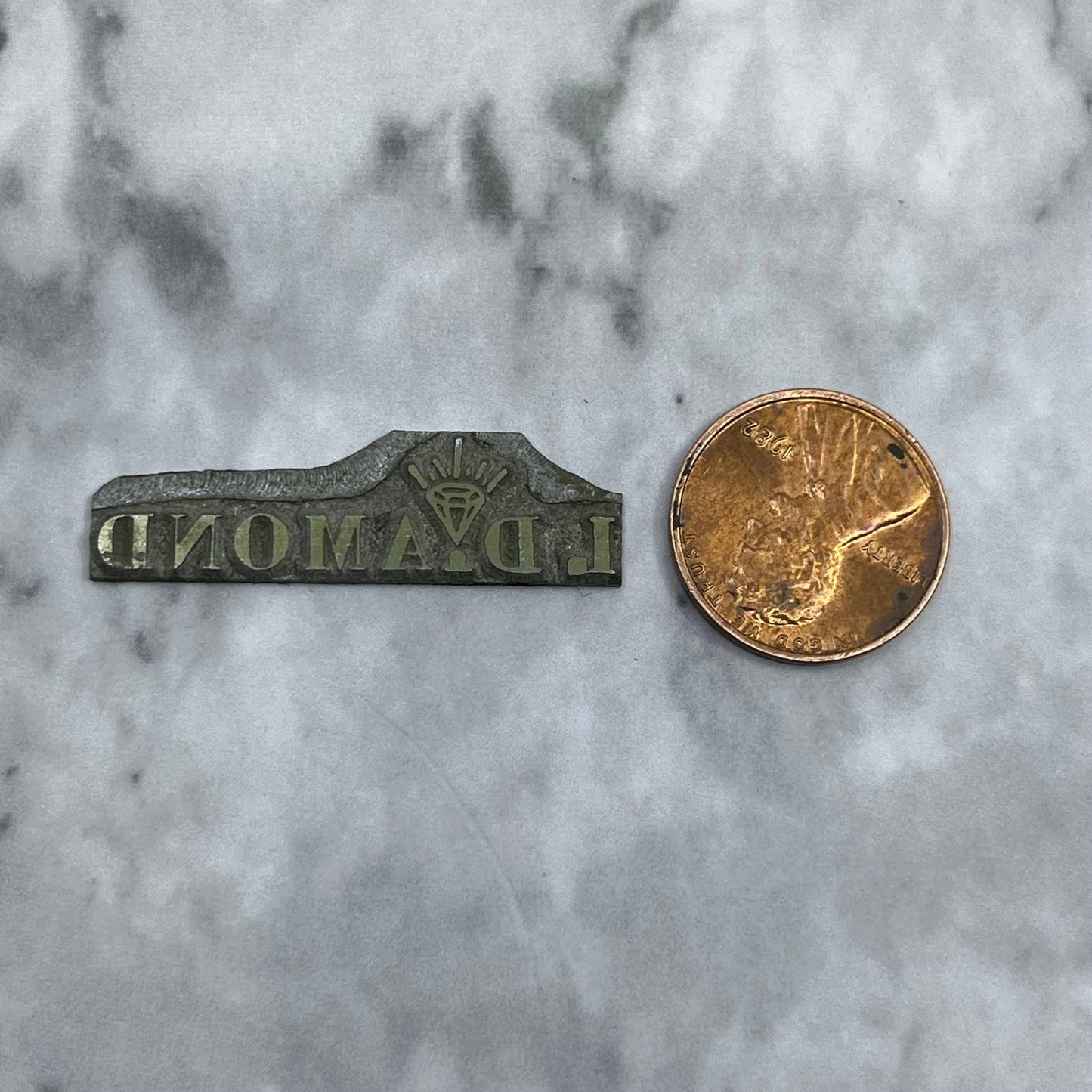 Vintage Printing Letterpress Printers Block Plate L Diamond SE833