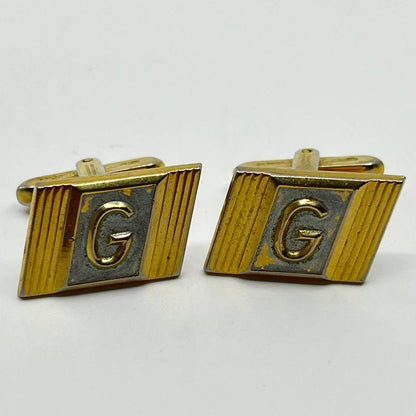 Vintage MCM Silver and Gold Tone Cufflinks Monogrammed “G” Hickok SD4