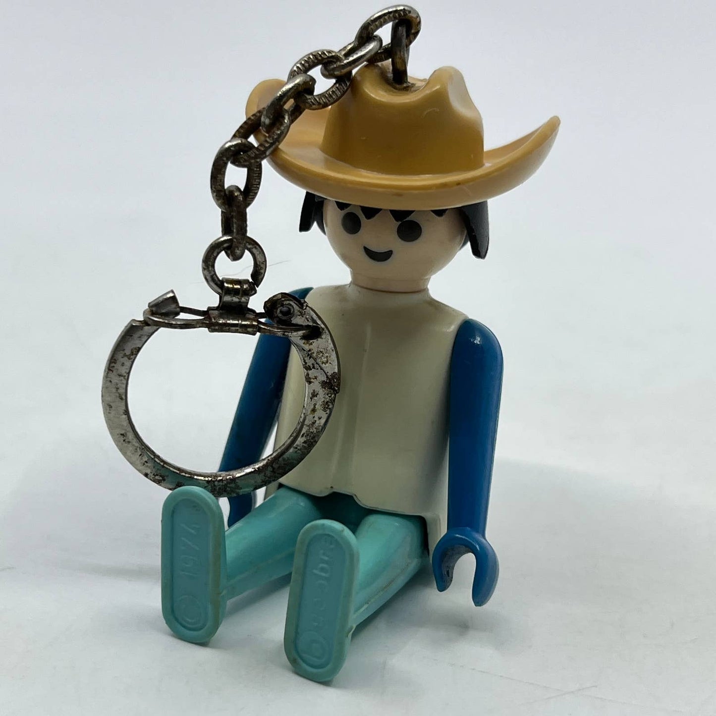 1974 Playmobil Figure Keychain Cowboy Hat Toy Promo Key Chain Geobra TD2