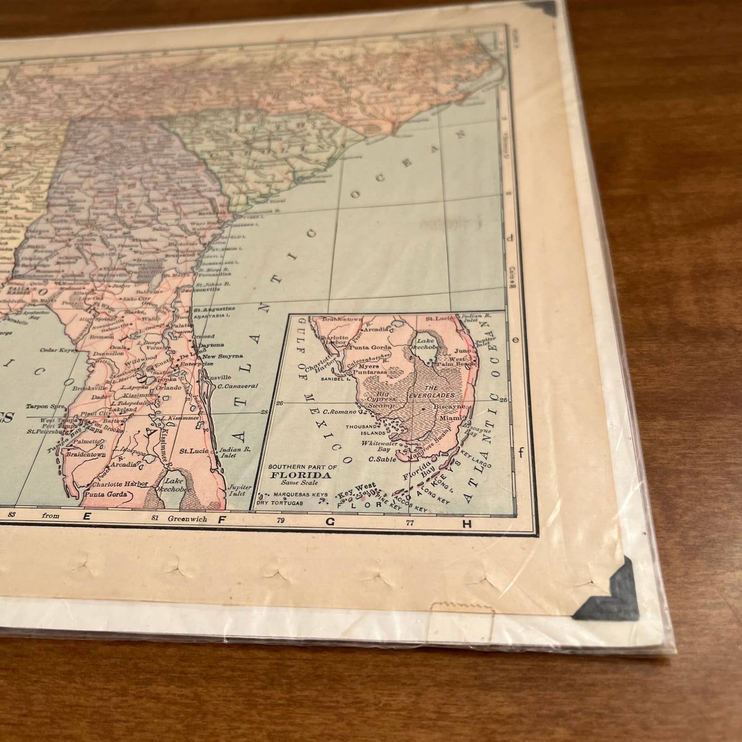 Antique 1903 Map of SOUTHERN STATES USA Color 10 x 12” FL5