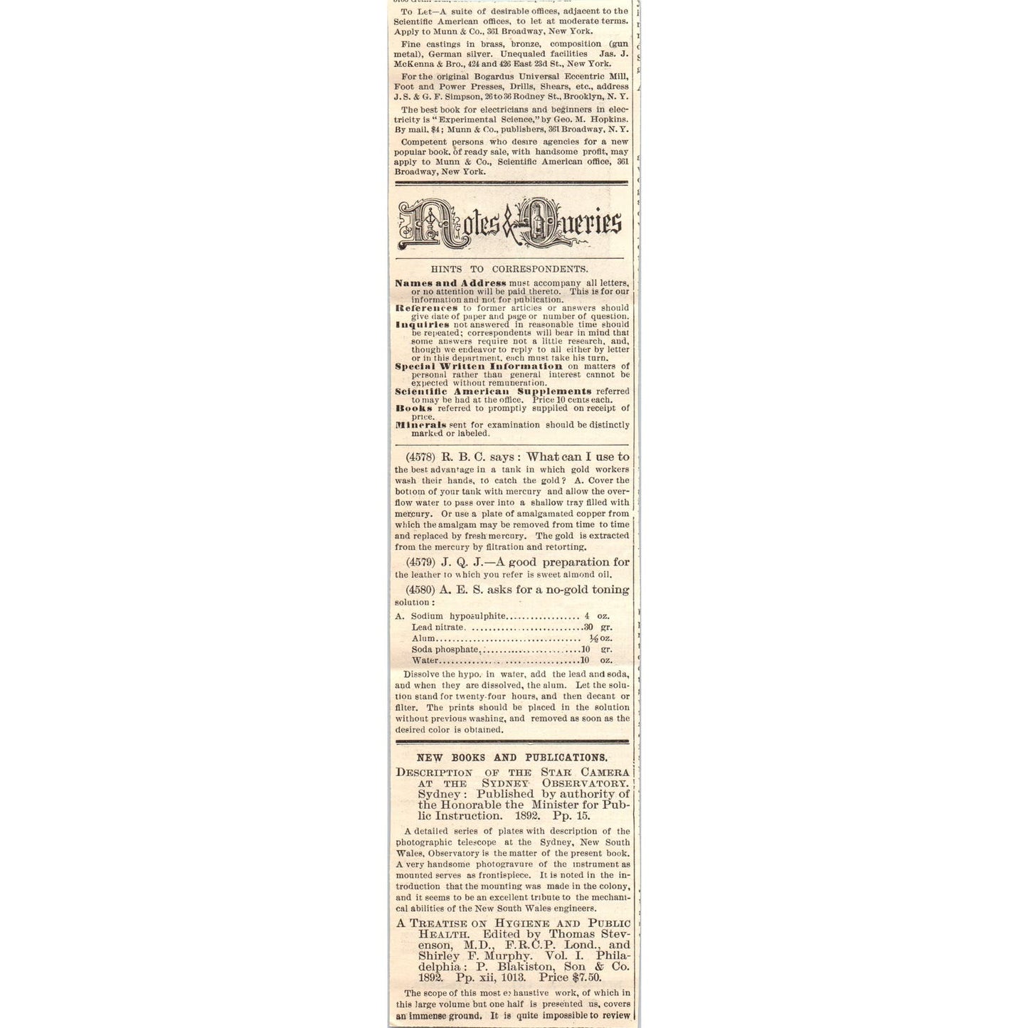 Munn & Co Encyclopedia 1892 Original Scientific American Advertisement AD8-P23