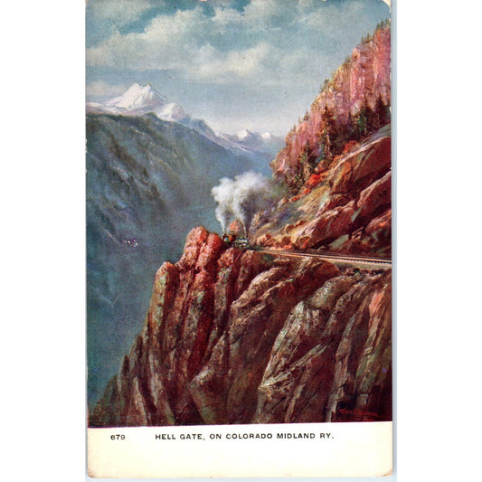 Hell Gate on Colorado Midland RY c1910 Colorado Original Postcard P1-11