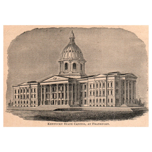 Kentucky State Capitol at Frankfort 3.5x5" Original Engraving 1899 AK5-H6