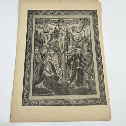 Original 1892 Ludwig Rosenthal Engraving Jesus Christ The Crucifixion AC8