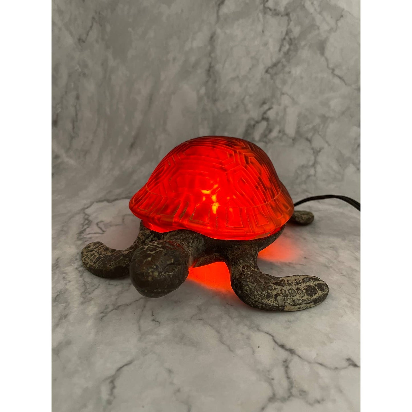 Vintage Ying Long Tortoise Sea Turtle Desk Lamp - Glass/ Cast Iron - WORKS TB5