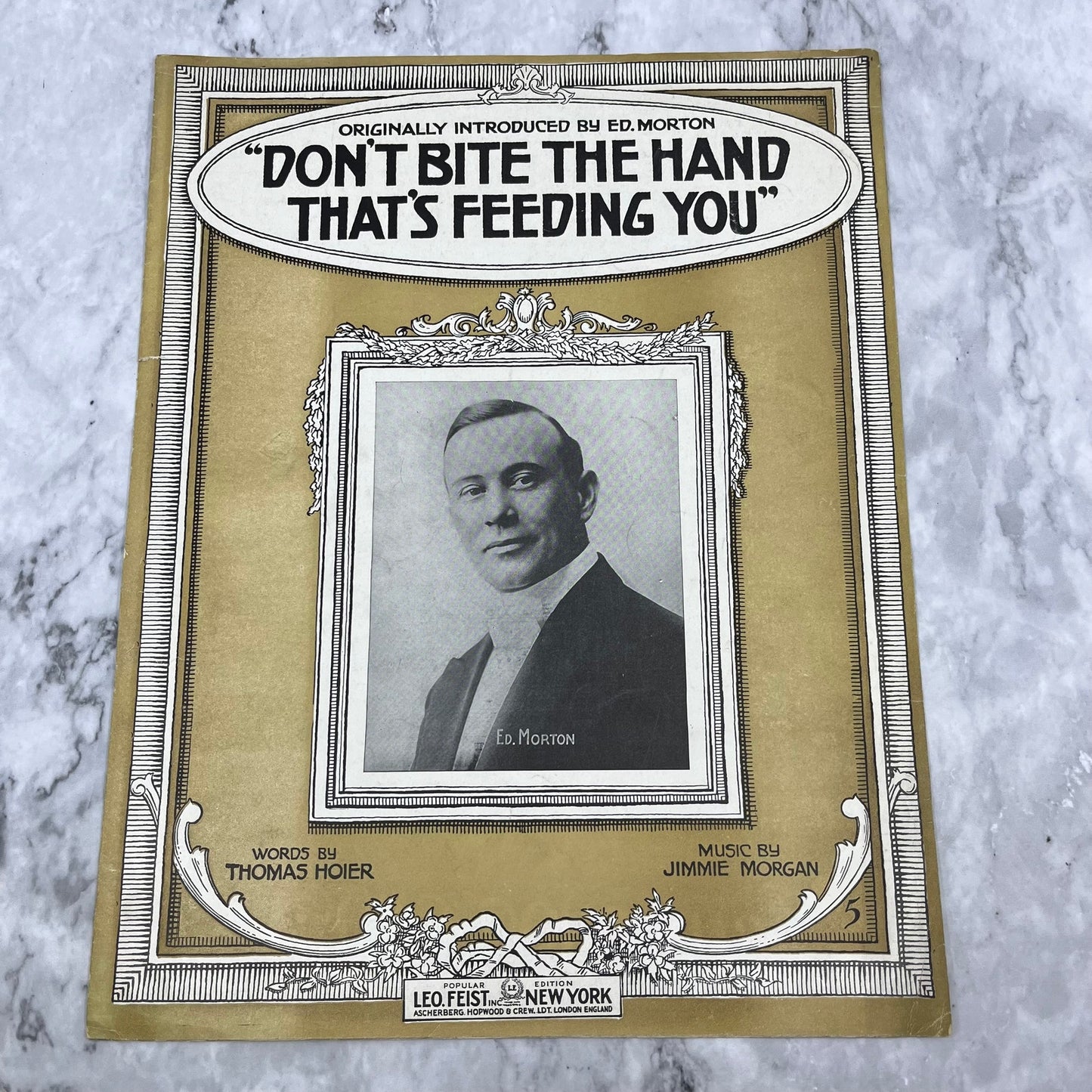 Don't Bite The Hand That's Feeding You Sheet Music 1915 Ed Morton Vintage V41-1