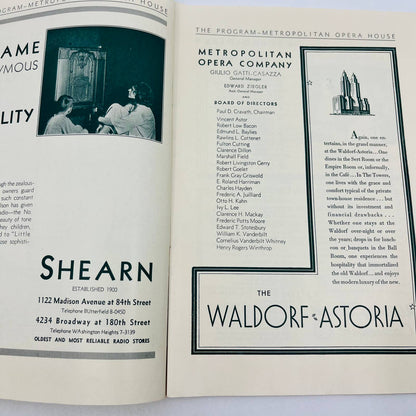 1931-32 Season Metropolitan Opera House MET Grand Opera Program Week 23 NYC TD6