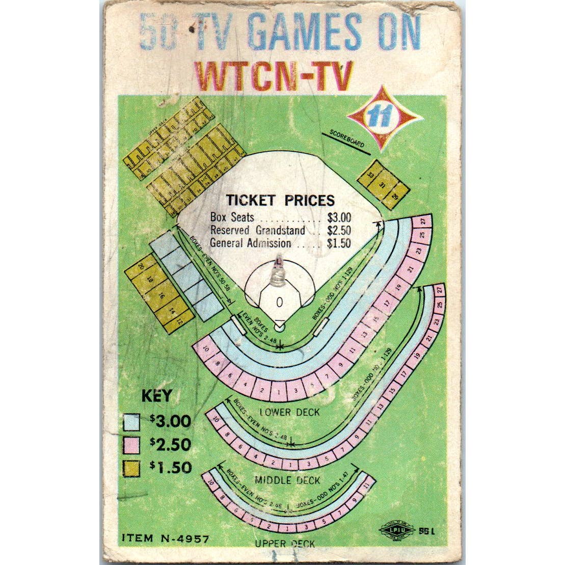 1967 Minnesota Twins Baseball Hamms Pocket TV Schedule TK1-P3