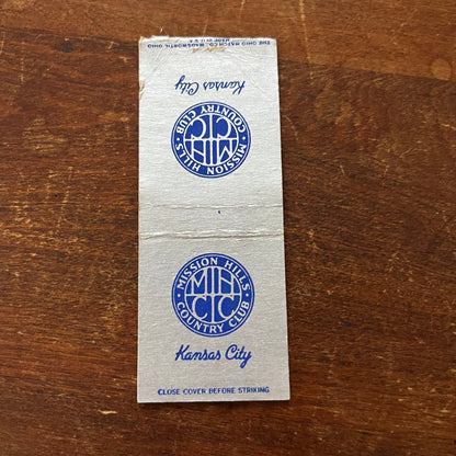 Mission Hills Country Club Kansas City MO Advertising Matchbook Cover SB3-M6