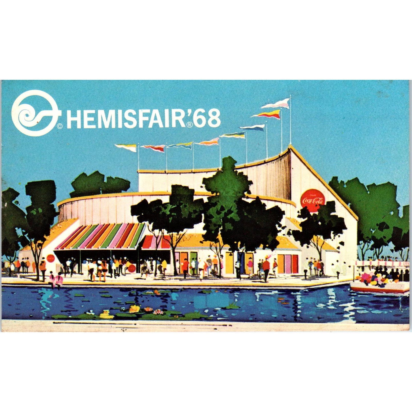 1968 San Antonio Texas World's Fair Postcard Coca Cola Exhibit Hemisfair SE4