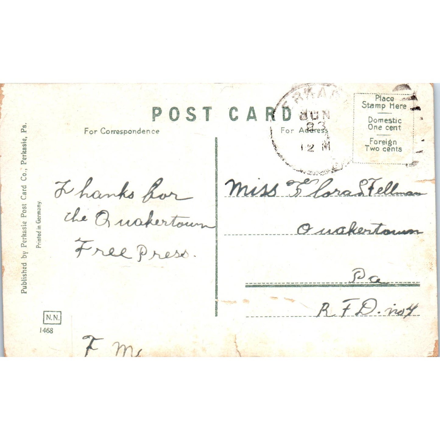 Antique Postcard The Tunnel Perkasie PA TD9-P1