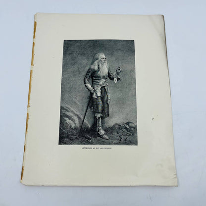 1880s Victorian Art Print Engraving Irving JEFFERSON AS RIP VAN WINKLE