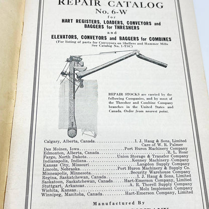 1935 Hart-Carter Repair Catalog 6-W For Loaders Conveyors Baggers Threshers TF8