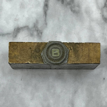 Vintage Printing Letterpress Printers Block Plate “B” Monogram Logo TJ511