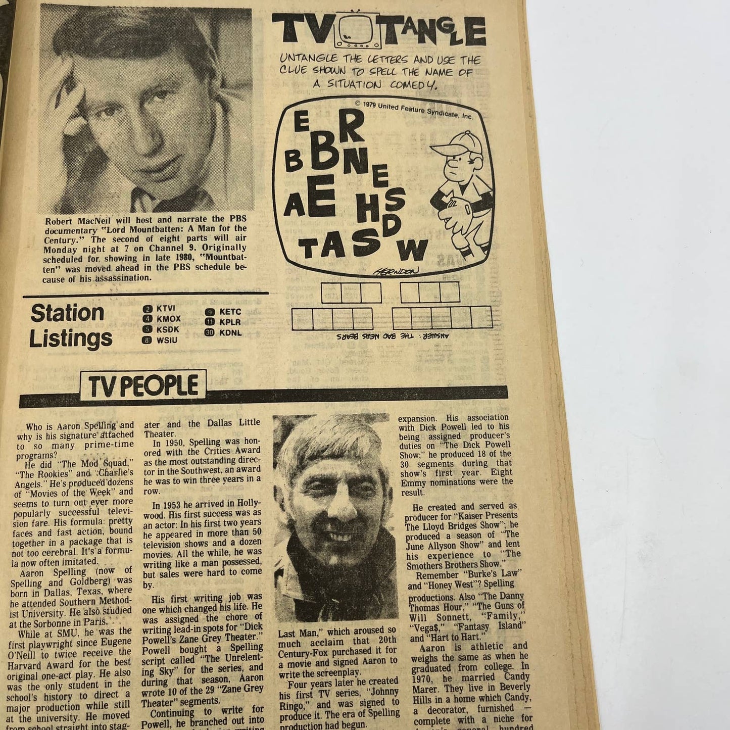 1979 Nov 25 Bellville IL News-Democrat TV Listing A Man for the Century TG6