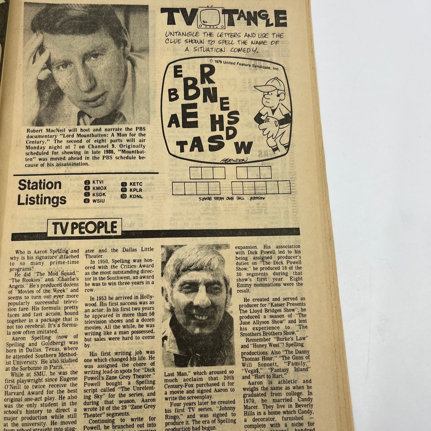 1979 Nov 25 Bellville IL News-Democrat TV Listing A Man for the Century L4-1