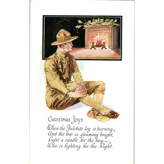 1918 WWI US Army Christmas Joys Original Postcard TK1-26