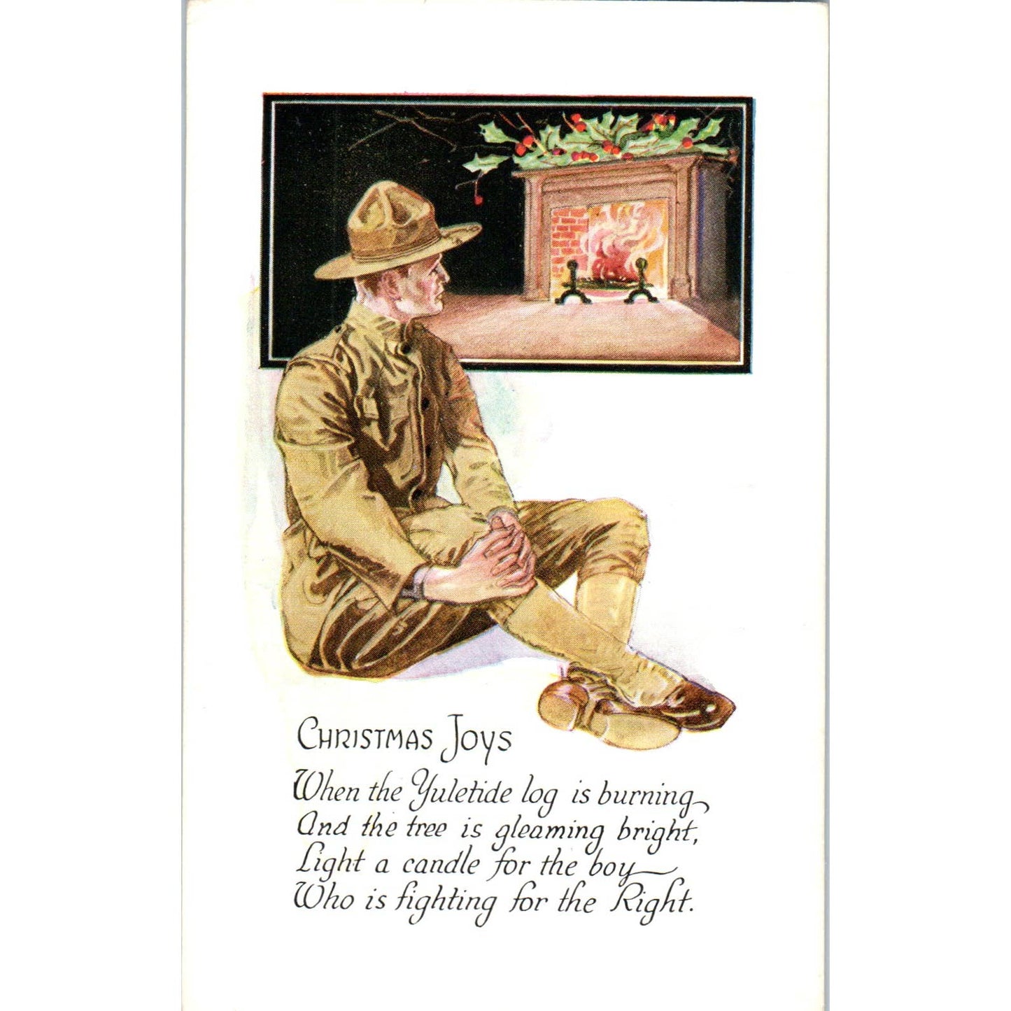 1918 WWI US Army Christmas Joys Original Postcard TK1-26